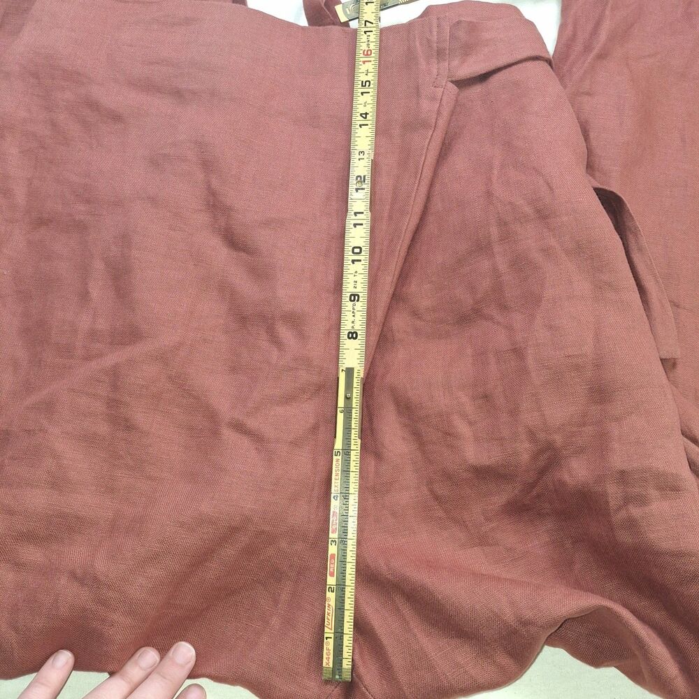 Free Label Sz 2XL 100% Linen Reese Wrap Pants Tie Waist Wide Leg Rust Orange - Picture 8 of 9